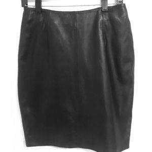 Black leather mini skirt